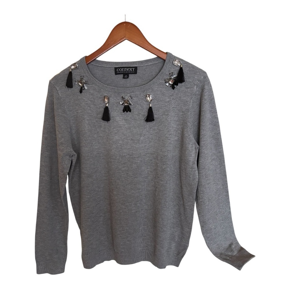 Context Gray Embellished Sweatshirt